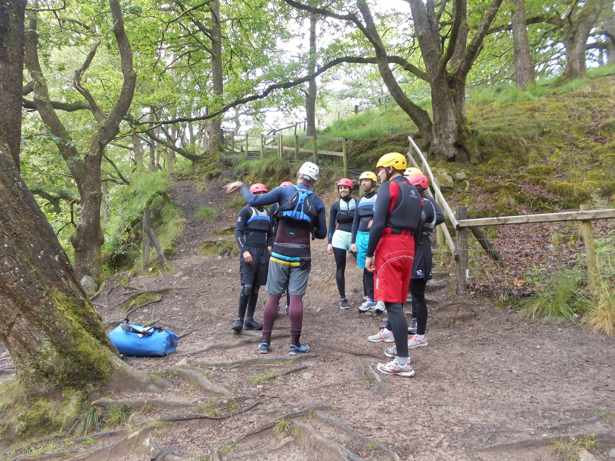 Getting set for a gorge scrambling activity near Cardiff