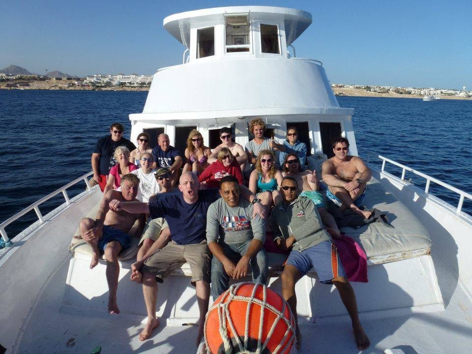 Group on a boat during a diving trip to Spain